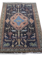 2' x 4' Navy Blue Persian Hamadan Rug