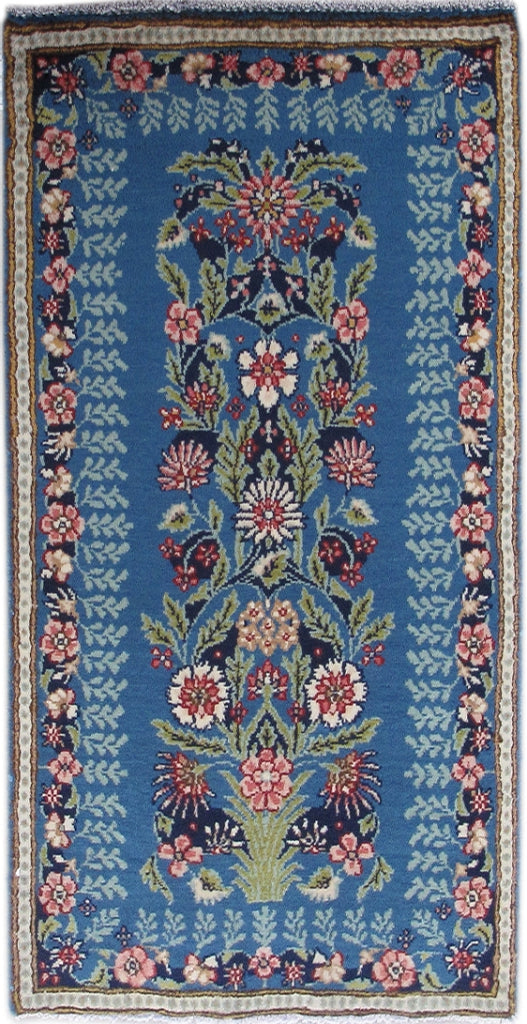 2' x 4' Blue Persian Kerman Rug