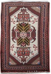 2' x 2' White Persian Hamadan Rug