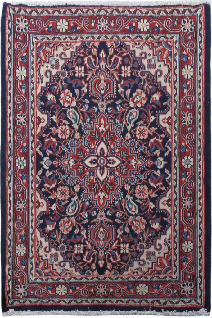 2' x 2' Navy Blue Persian Hamadan Rug