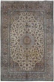 8' x 12' Ivory Persian Kashan Rug