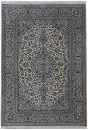 7' x 10' Ivory Persian Signed Kashan Rug