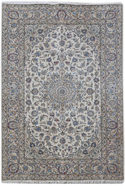 7' x 10' Ivory Persian Signed Kashan Rug