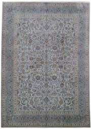 8' x 11' Warm Grey Persian Signed Kashan Rug