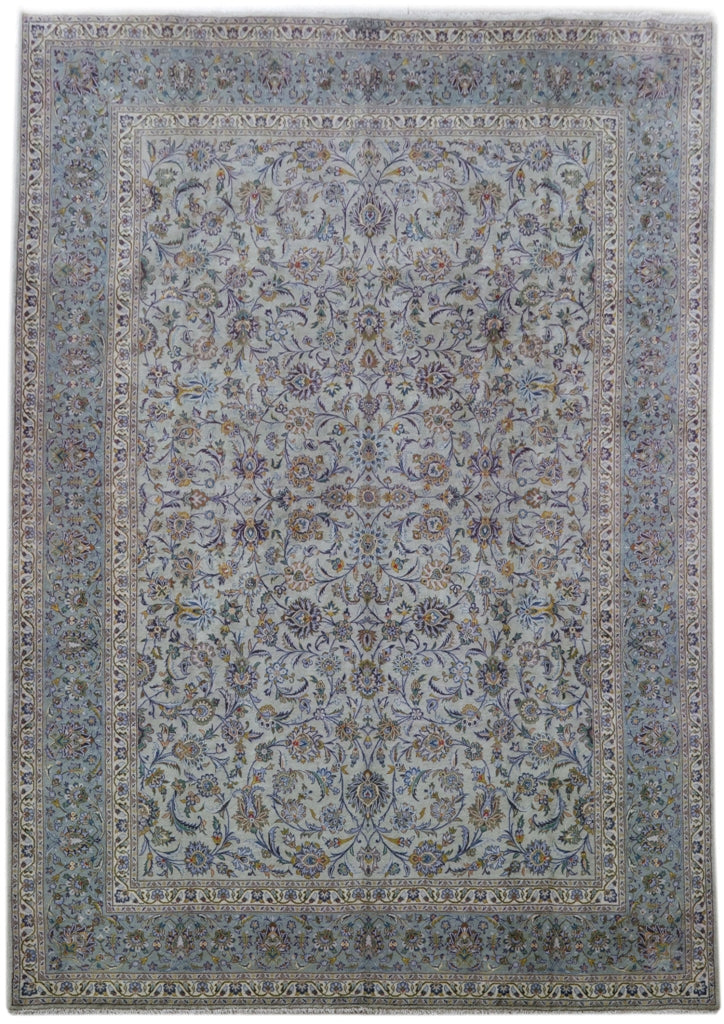 8' x 11' Warm Grey Persian Signed Kashan Rug