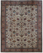 12' x 15' Ivory Persian Signed Tabriz Rug