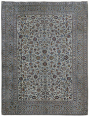 11' x 14' Grey Persian Signed Kashan Rug