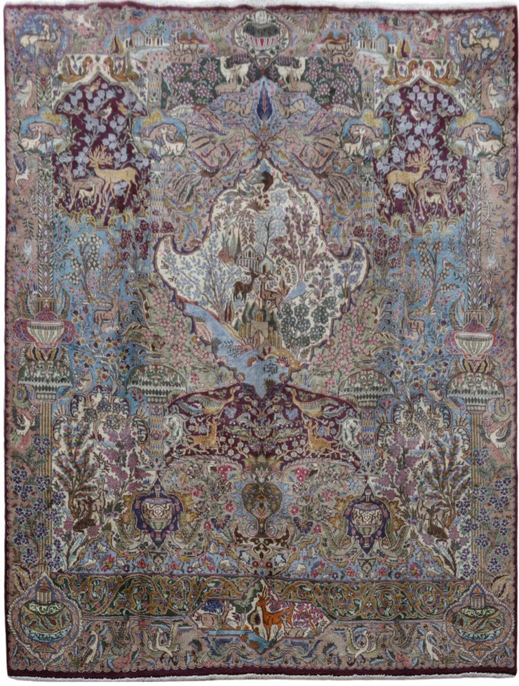 10' x 13' Multi Color Persian Signed Kashmar Rug