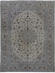 SIGNED 10x13 Ivory Persian Kashan Rug PERFECT - 82253Iran - bestrugplace