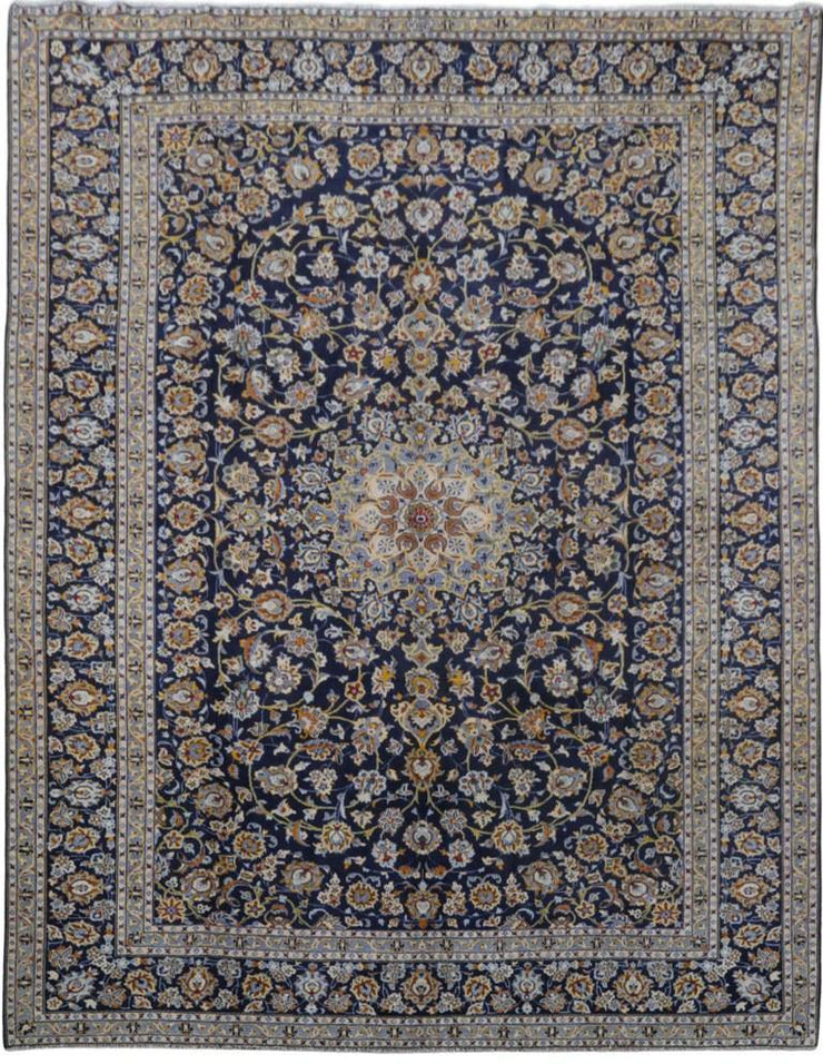 NAVY BLUE 10x13 Persian Signed Kashan Rug -82254 Iran 82254 - bestrugplace