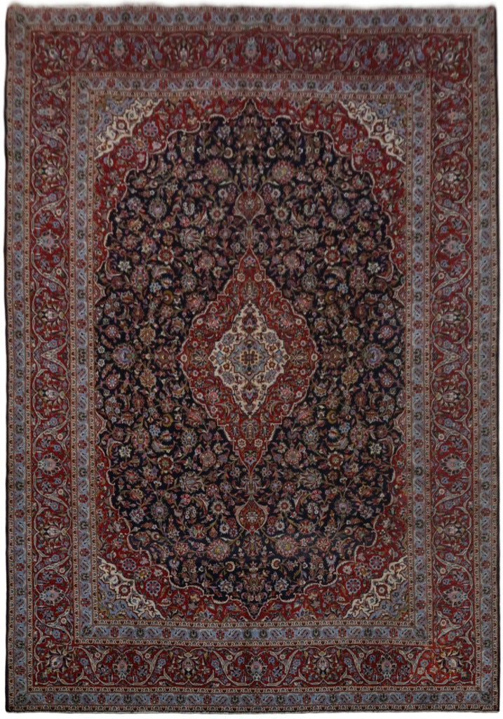 10' x 14' Red Brown Persian Signed Kashan Rug