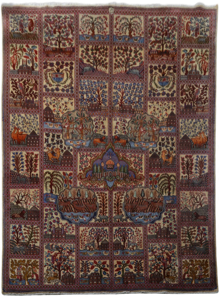 10' x 13' Multi Color Persian Signed Kashmar Rug