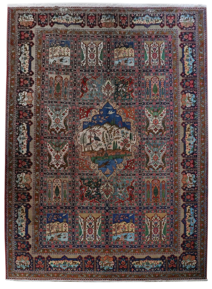 14' x 20' Multi Color Persian Signed Tabriz Rug