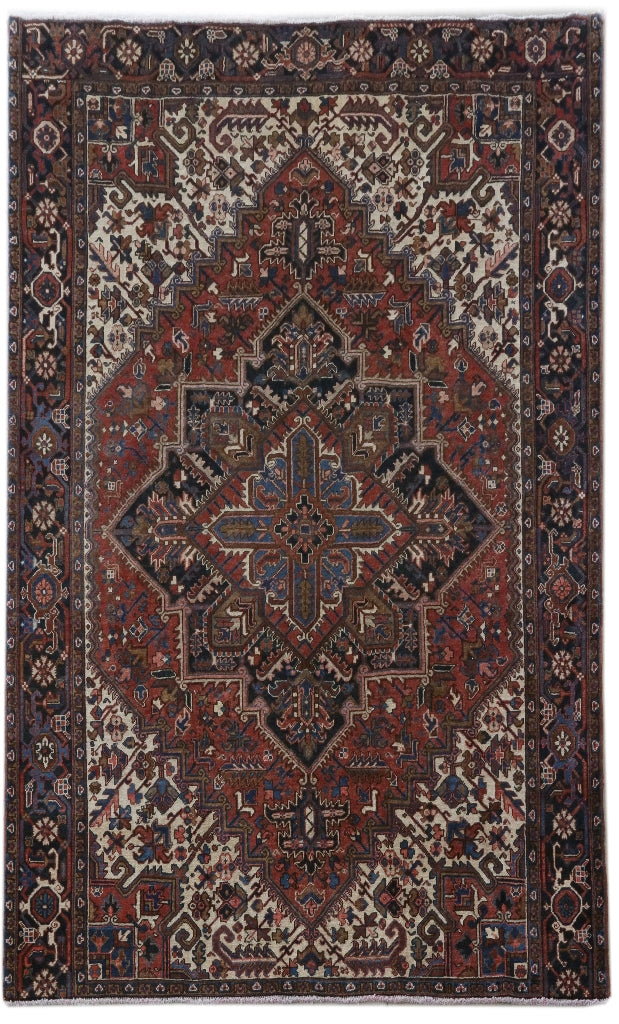 6' x 9' Salmon Red Persian Heriz Rug