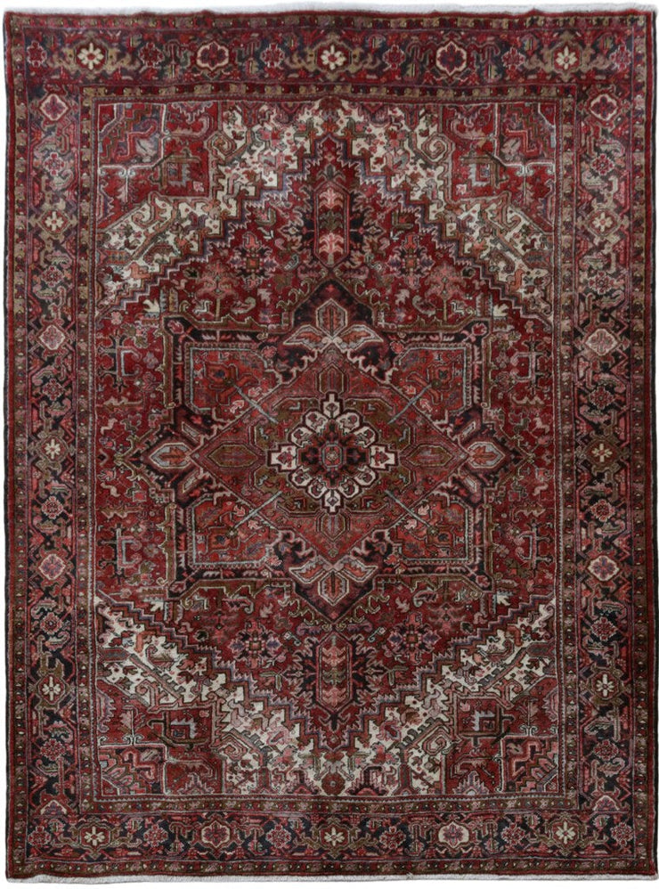 8' x 11' Coral Red Persian Heriz Rug