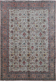 11' x 16'  Multi Color Signed Persian Tabriz Rug Ivory/ Pink