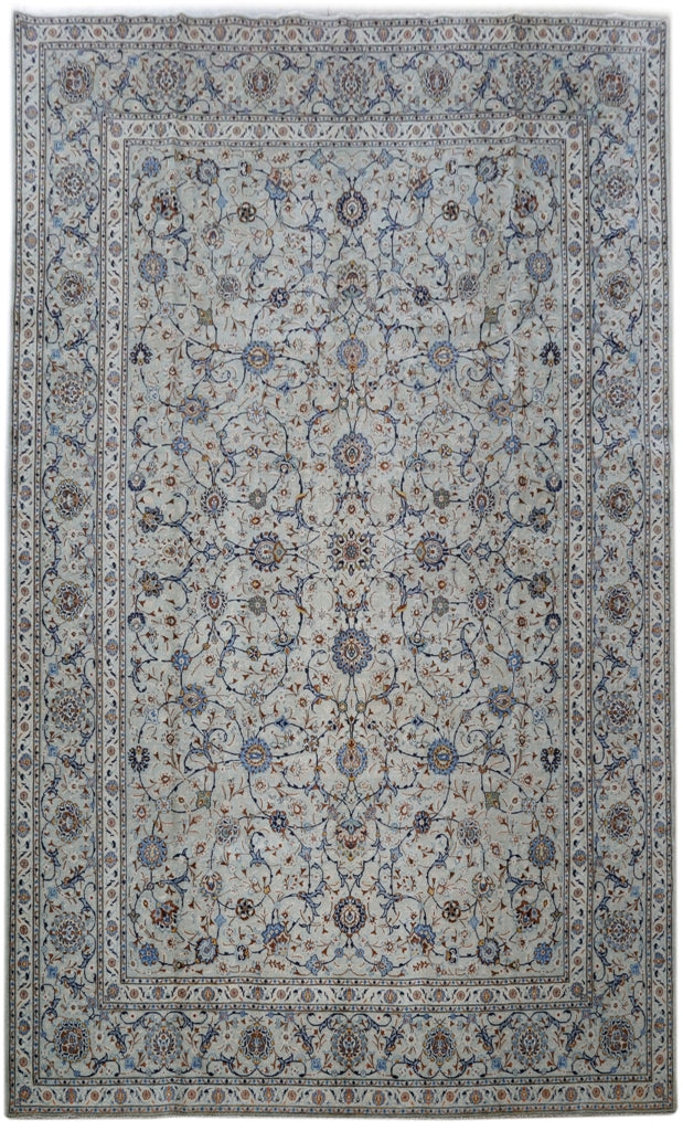 11' x 18' Ivory Persian Kashan Rug