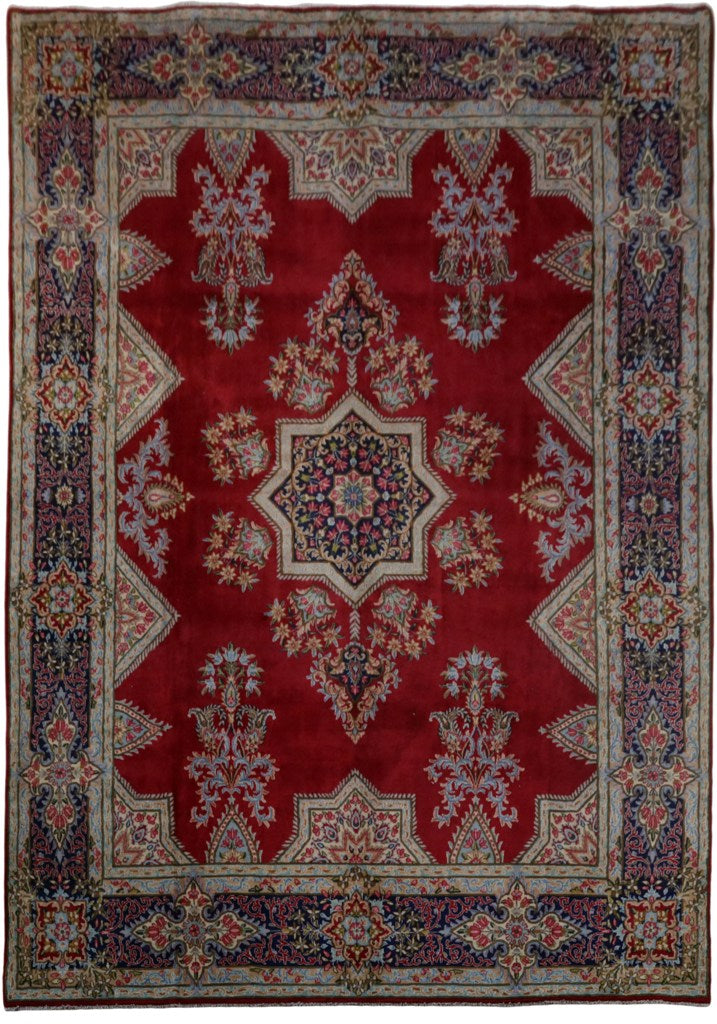 10' x 14' Rose Red Persian Kerman Rug