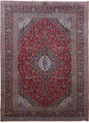 10' x 13' Red Persian Signed Kashan Rug