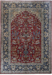 11' x 16' Dark Red Persian Isfahan Rug