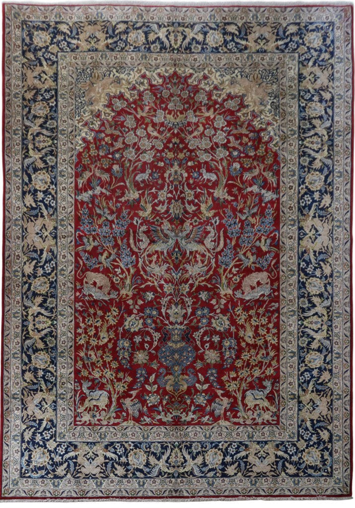 11' x 16' Dark Red Persian Isfahan Rug