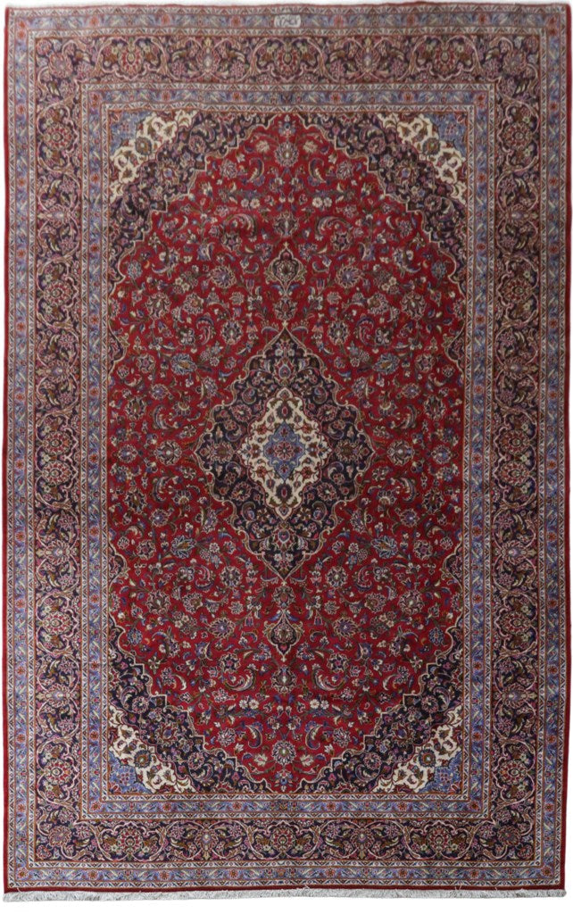 10' x 16' Red Persian Signed Kashan Rug