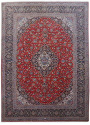 11' x 15' Red Persian Signed Kashan Rug