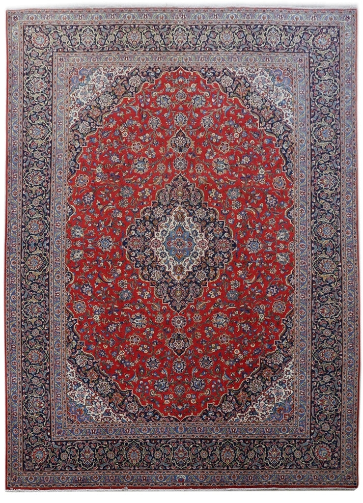 11' x 15' Red Persian Signed Kashan Rug