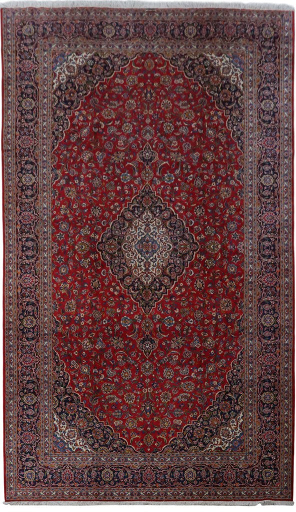 10' x 18' Red Persian Signed Kashan Rug