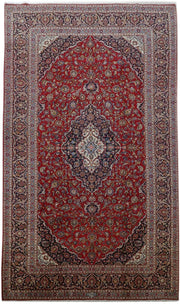 10' x 16' Red Persian Signed Kashan Rug