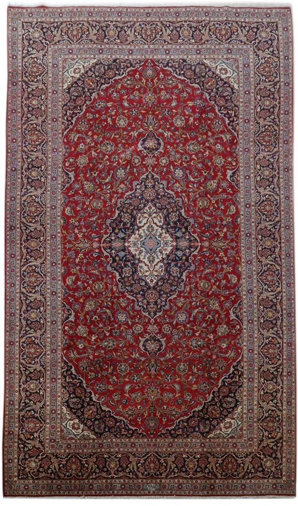 10' x 16' Red Persian Signed Kashan Rug