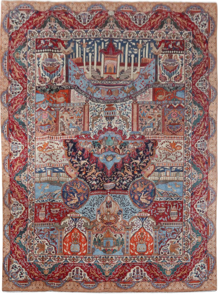 10' x 13' Multi Color Persian Signed Kashmar Rug