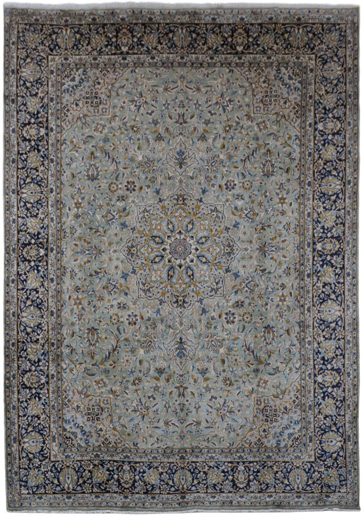 8' x 12' Pistachio Green Persian Signed Kerman Rug