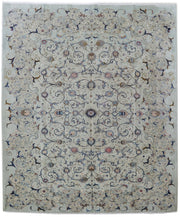 11' x 13' Ivory Persian Signed Kashan Rug