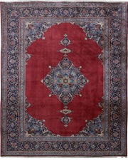 10' x 12' Red Persian Signed Kashan Rug