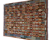 10' x 13' Multi-Color Red Kilim Rug