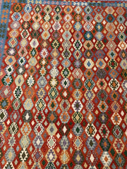 10' x 13' Multi-Color Red Kilim Rug