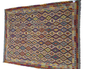 10' x 13' Multi-Color Ivory Kilim Rug