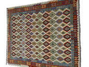 10' x 13' Multi-Color Ivory Kilim Rug