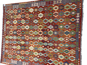 10' x 13' Multi-Color Red Kilim Rug