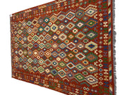 8' x 11' Multi-Color Red Kilim Rug