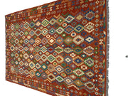 8' x 11' Multi-Color Red Kilim Rug