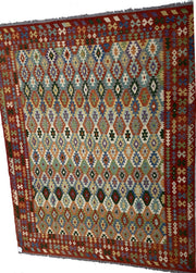 10' x 13' Multi-Color Red Kilim Rug