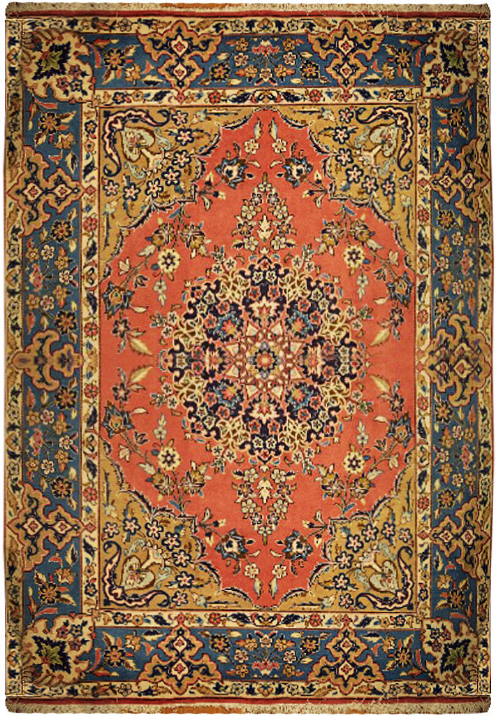 7' x 9' Pearl Orange Fine Quality Persian Kashan Rug