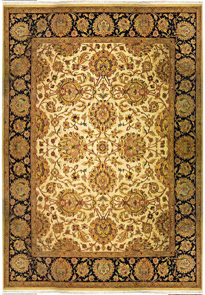 9' x 12' Ivory Black Jaipur Traditional Rug DENSE WOOL