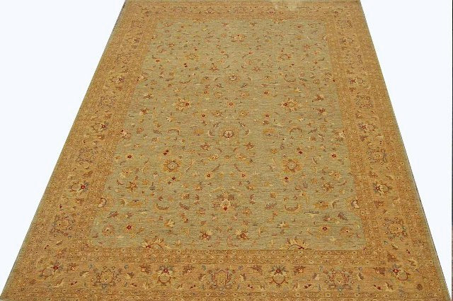 14' x 19' Olive Green Chobi Peshawar Rug