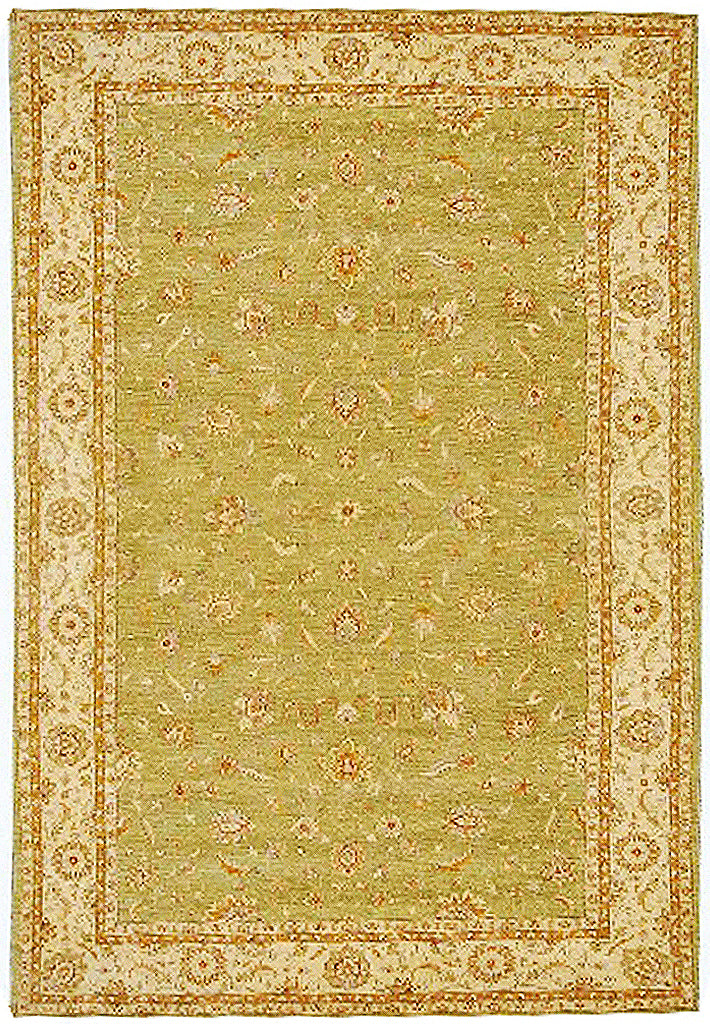 13' x 22' Zigler Chobi Peshawar Rug Neutral Pale green Gold