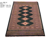 3' x 4' Black Wool & Silk Jaldar Bokhara Rug