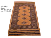 3' x 5' Orange Wool & Silk Jaldar Bokhara Rug