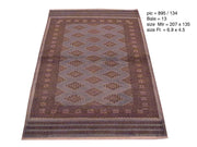 4' x 7' Dark Red Wool & Silk Jaldar Bokhara Rug